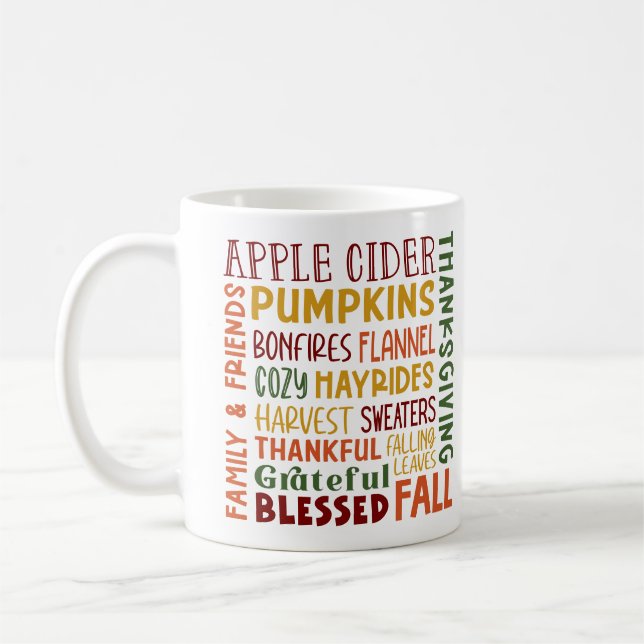 Taza De Café Fall Otoño Invierno Día de Acción de Gracias Graci (Izquierda)