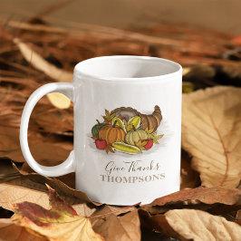Taza De Café Fall Thankings Cornucopia Personalizada