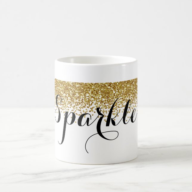 Taza De Café Falsa chispa del purpurina del oro (Centro)