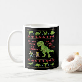 Taza De Café Falso punto del navidad T Rex del dinosaurio del