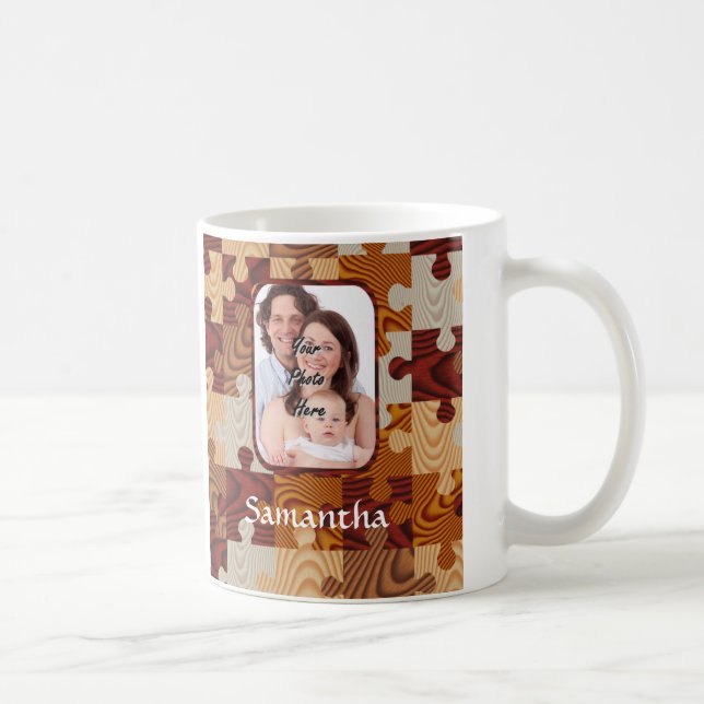 Taza De Café Falso rompecabezas de madera personalizado (Derecha)