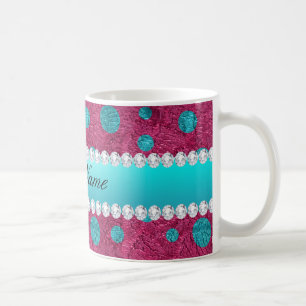 Taza De Café Falsos diamantes de las rosas fuertes azules de