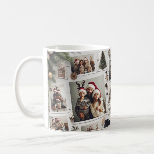 Taza De Café Familia, alegría y Navidades Chequean/Café Mug (Izquierda)