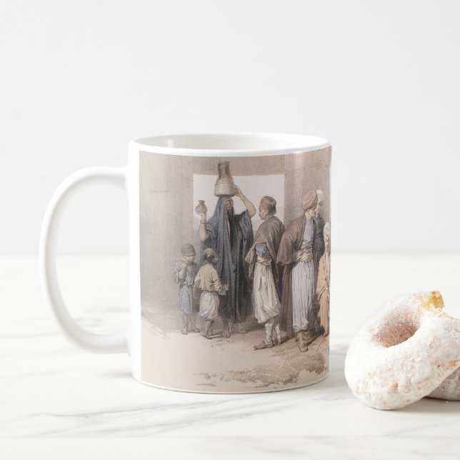 Taza De Café Familia beduina en el templo de Amun, Thebes, Egip (Con donut)
