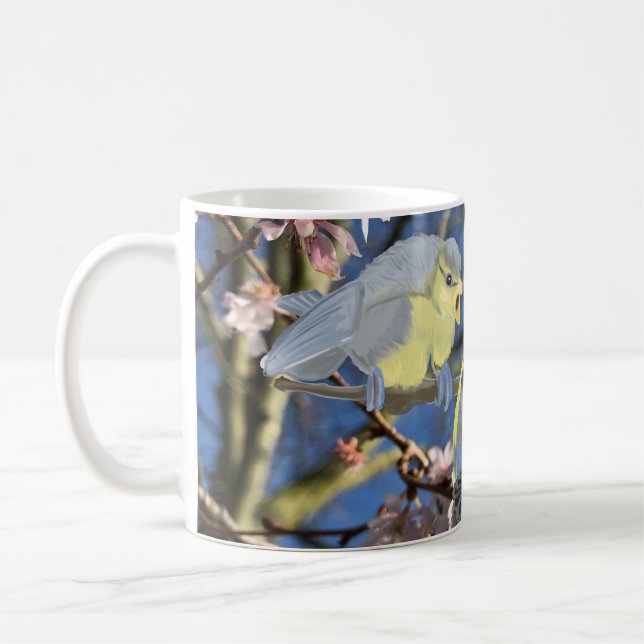 Taza De Café Familia Británica de Pollos Azules contra la Flore (Izquierda)
