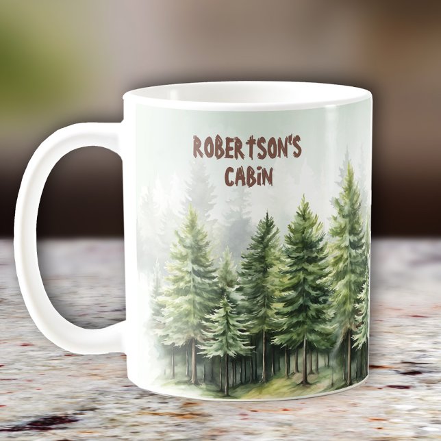 Taza De Café Familia Cabina Pinewood Forest Green (Family Cabin Pinewood Forest Green Coffee Mug)