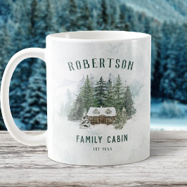Taza De Café Familia Cabina Winter Pine Forest Personalizada