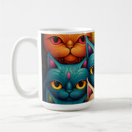 Taza De Café Familia Cat Colorous Whimsical 2