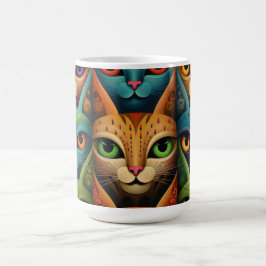 Taza De Café Familia Cat Colorous Whimsical 2b
