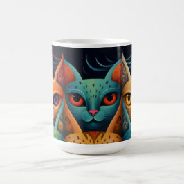 Taza De Café Familia Cat Colorous Whimsical 2c