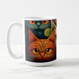 Taza De Café Familia Cat Colorous Whimsical 4a