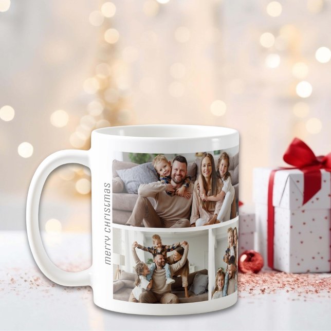 Taza De Café Familia Collage de navidades 7 fotos (Christmas 7 Photos Collage Family Coffee Mug)
