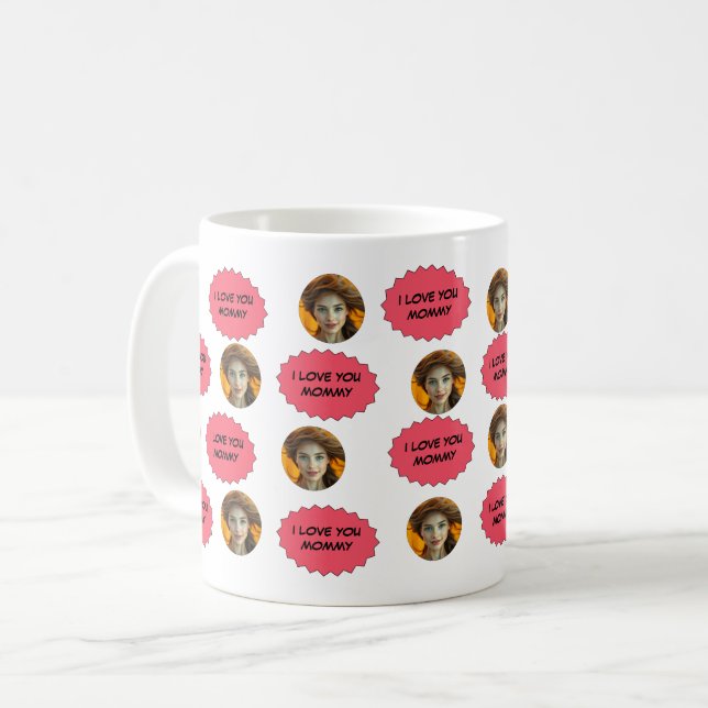 Taza De Café Familia Cute Personalizada Cara 5 Fotos (Anverso izquierdo)