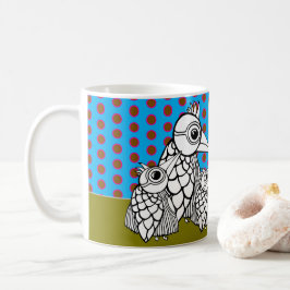 Taza De Café Familia de aves y puntos de polka