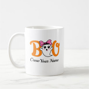 Taza De Café Familia de Boo Crew Naranja Halloween Personalizad