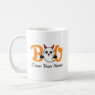 Taza De Café Familia de Boo Crew Naranja Halloween Personalizad