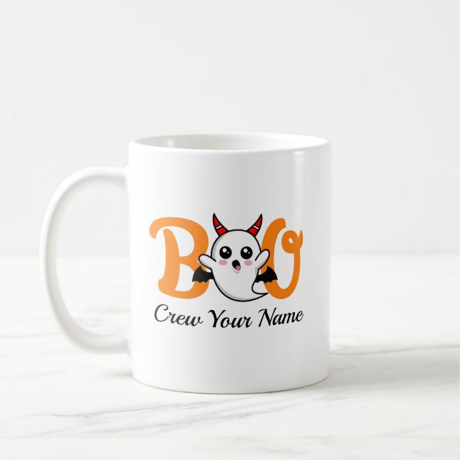 Taza De Café Familia de Boo Crew Naranja Halloween Personalizad (Izquierda)
