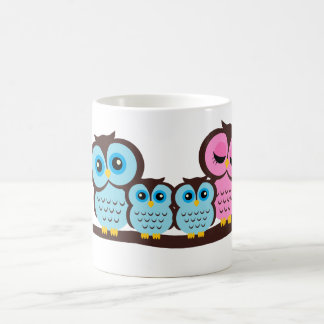Taza De Café Familia de cuatro miembros del búho
