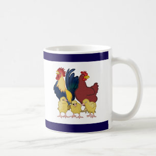 Taza De Café Familia de granjas - Rooster, Hen y Chicks