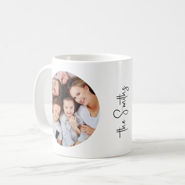 Taza De Café Familia de guiones modernos personalizada Nombre d (Anverso izquierdo)