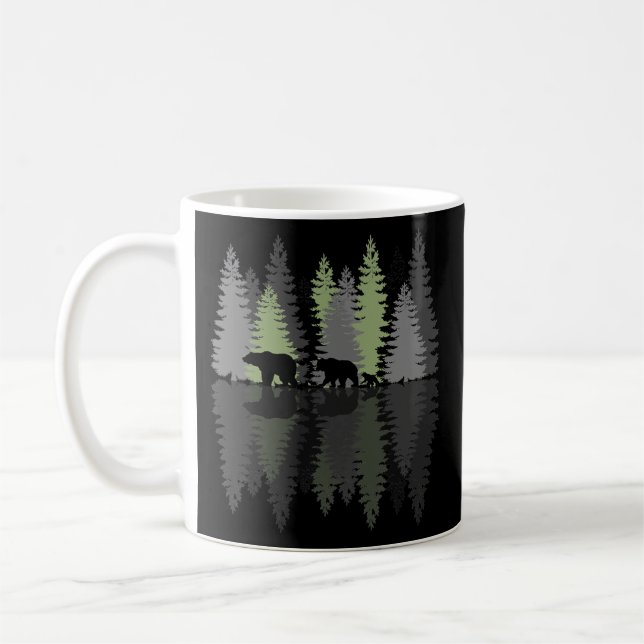 Taza De Café Familia de osos grizzly Árboles silvestres (Izquierda)
