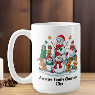 Taza De Café Familia de Pan de Jengibre de Hombre de Nieve Fest