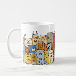 Taza De Café Familia de perros divertidos, patrón sin costura,