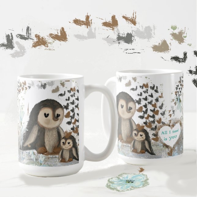 Taza De Café Familia de pingüino cutáneo Mug (Cute penguins family Mug)