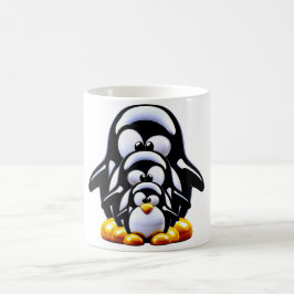 Taza De Café Familia de pingüinos apilados