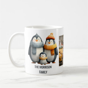 Taza De Café Familia de Pingüinos de Invierno Acogedora