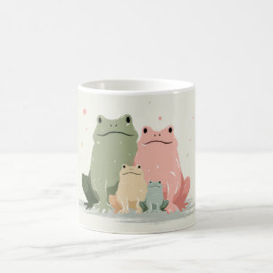 Taza De Café Familia de Ranas – Arte Animal Caprichoso y Lindo
