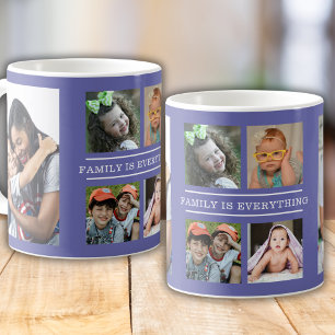 Taza De Café Familia Es Todo Cita 6 Collage de fotos Púrpura