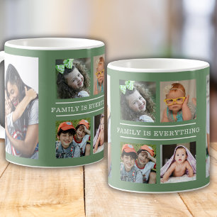 Taza De Café Familia Es Todo Cita 6 Collage de fotos Verde