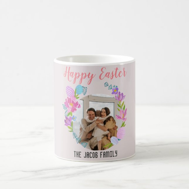 Taza De Café Familia Feliz Pascua, familia de conejitos de Pasc (Centro)