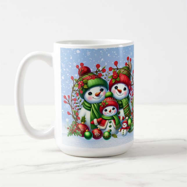 Taza De Café Familia festiva de Snowman (Izquierda)