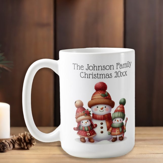 Taza De Café Familia festiva de Snowman (Snowman family Christmas mug)