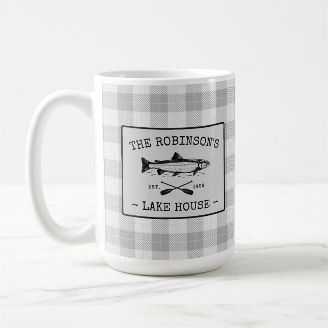 Taza De Café Familia Lake House Oars Pescado Blanco Pescado Gra (Izquierda)