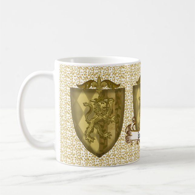 Taza De Café Familia Lion Shield Crest Surname mug (Izquierda)