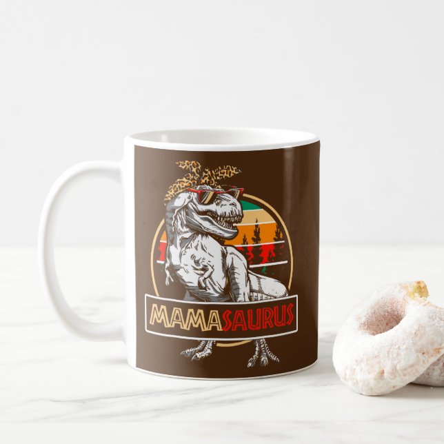 Taza De Café Familia Mamasaurus T Rex Dinosaur Mama Saurus (Con donut)