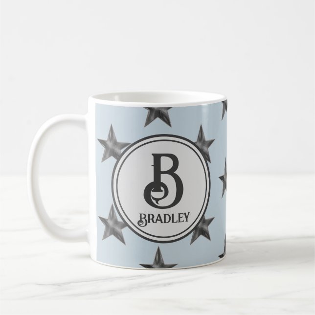 Taza De Café Familia Monograma Estrella Nombre inicial Nautico (Izquierda)