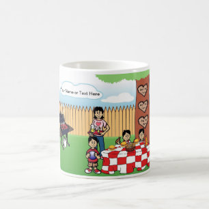 Taza De Café Familia personalizada BBQ,Mamá soltera, Personaliz