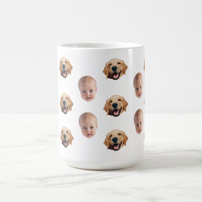 Taza De Café Familia personalizada Cara de 2 fotos Mug (Centro)