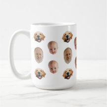 Familia personalizada Cara de 3 fotos Mug
