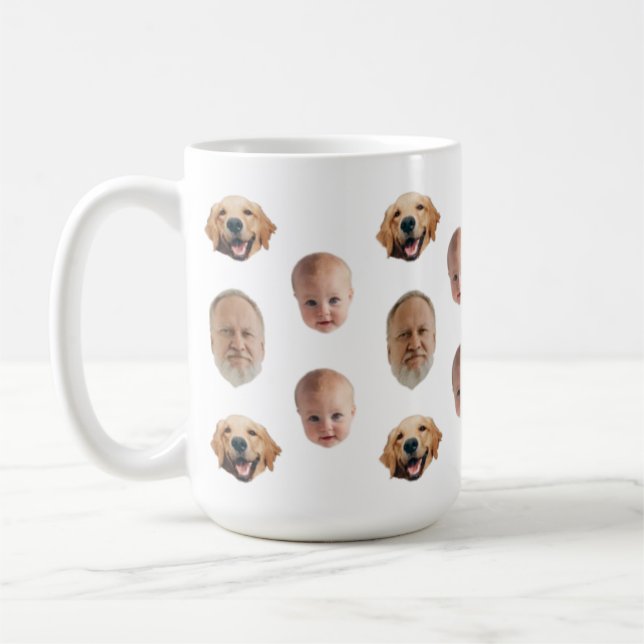 Taza De Café Familia personalizada Cara de 3 fotos Mug (Izquierda)