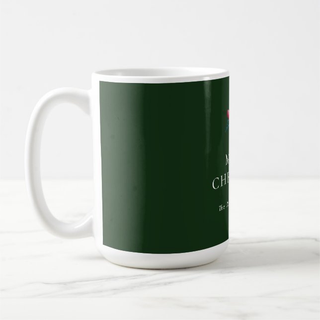 Taza De Café Familia Personalizada de Feliz Navidad Verde (Izquierda)
