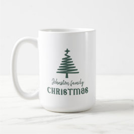 Taza De Café Familia personalizado árbol de Navidad simple verd