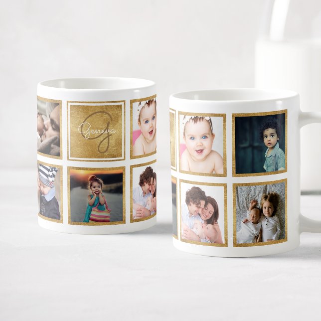 Taza De Café Familia personalizado Collage de fotos bebé trendy (Subido por el creador)