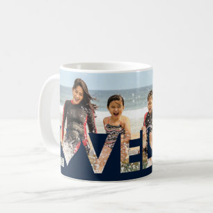 Taza De Café Familia Personalizado de amor Foto azul oscuro