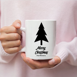 Taza De Café Familia personalizado Nombre Feliz Navidad Blanco