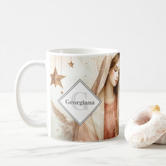 Taza De Café Familia Santa Floral Personalizada (Con donut)